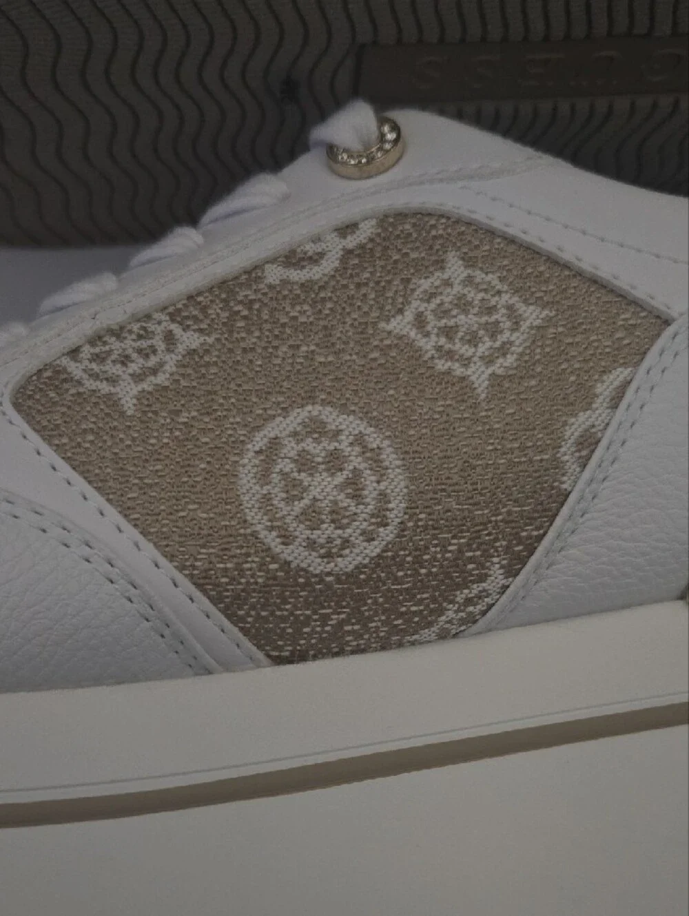 Guess White and Beige Platform Sneakers, Size 9 Women